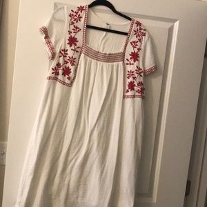 White dress with red embroidery